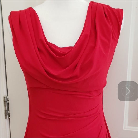 Lauren Ralph Lauren Cowl Neck Jersey Red Dress - 4 - Picture 3 of 11